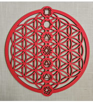 LeradLazerArt  Yaşam çiçeği Kutsal Geometri Duvar tablo. Çok Katmanlı Ahşap yaşam çiçeği tablo (Kırmızı)