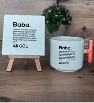 Baba Hediye Seti Kupa Bardak T Kulplu ve Dekoratif Taş Babaya Babalar Günü Hediyesi (Model 7)
