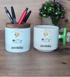 Pilot Hediye Sepeti Kupa Bardak T Kulplu, Kalemlik Hediyeleri Pilota  Hediye (Model 8)