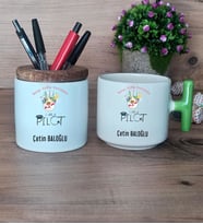 Pilot Hediye Sepeti Kupa Bardak T Kulplu, Kalemlik Hediyeleri Pilota  Hediye (Model 8)