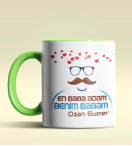 Kişiye Özel En Baba Adam Benim Babam Tasarım Siyah Kupa Bardak (Yeşil)