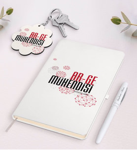 BK Gift Kişiye Özel Ar-Ge Mühendisi Siyah Defter Kalem Ve Anahtarlık Hediye Seti-1 (Model 2)