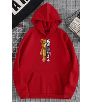 Unisex Boys Bear Baskılı Sweatshirt (Kırmızı)