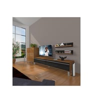 Decoraktiv Eko On Mdf Std Krom Ayaklı Tv Ünitesi Tv Sehpası (Siyah - Ceviz)