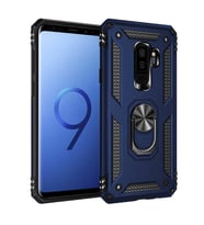 Samsung Galaxy S9 Plus Uyumlu Kılıf Standlı Manyetik Yüzüklü Military Magnetic Ring Polycarbonate and TPU Case (Lacivert)