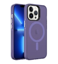 Apple iPhone 13 Pro Max Kılıf Zore Magsafe Şarj Özellikli Buzlu Transparan C-Pro Sert Kılıf (Koyu Mor)
