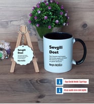 Arkadaşa Hediye Kupa Bardak Kırmızı ve Ahşap Anahtarlık Hediye (Model 10)