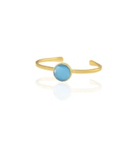 Kadir Jewellery Zirkon Taşlı Ayarlanabilir 22 Ayar Altın Kaplama Bilezik (Koyu Mavi)