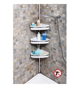 Primanova Yaylı Banyo Köşe Rafı Banyo Köşe Seti Fina N39 (Beyaz)