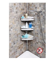 Primanova Yaylı Banyo Köşe Rafı Banyo Köşe Seti Fina N39 (Beyaz)