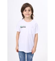 Toontoy Erkek Çocuk Cep Baskılı Tişört (Beyaz)