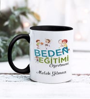 Beden Eğitimi Öğretmeni Tasarımlı Kişiye Özel Kupa Bardak (Siyah)