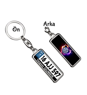 Kişiye Özel Plaka Metal Anahtarlık   Wolksvagen Aşk Logo (Gümüş)
