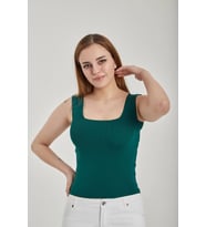 Modatalika Kadın Kare Yaka Crop Triko Bluz
