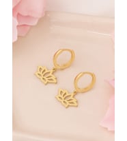 925 AYAR GÜMÜŞ SALLANTILI LOTUS ÇİÇEĞİ KÜPE (Gold)