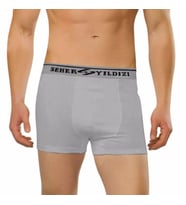 12 Adet Seher 060 Likralı Erkek Boxer Şort Paçalı Külot (Siyah)