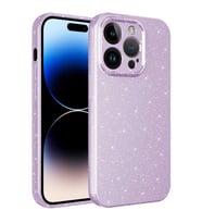 iPhone 14 Pro Max Kılıf Kamera Korumalı Simli Lüks Koton Kılıf (Lila)