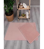My Evilla Modern Dekoratif Peluş Simirna 50x80-50x40 Banyo Klozet Takımı  (Pembe)