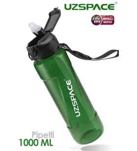 Uzspace FiftyFifty PİPETLİ 1000ml -Büyük Boy- Tritan Su Matarası
