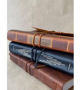 ALESTA LEATHER İsme Özel El Yapımı Hakiki Deri Kaplı El dikişi Defter (Camel)