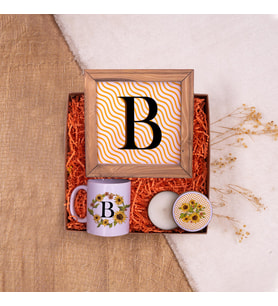 Canım Öğretmenim & Doğal Ahşap Çerçeve, Kupa , Candleaf Mum-Set 3 (Sarı)