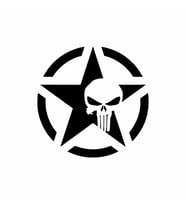 Yıldız Punisher Kurukafa Sticker 24x24 cm Siyah (Siyah-Siyah)