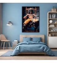 Metal Çerçeveli Temperli Cam Tablo One Piece Karakteri (Siyah)