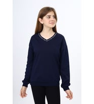 Toontoy Kız Çocuk Okul Baskılı Sweatshirt (Lacivert)