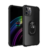 Uyumlu Model Apple iPhone 12 Pro Kılıf Şeffaf Sararmaz Yüzüklü Mola Kapak (Siyah)