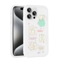 Apple iPhone 15 Pro Max Kılıf Kabartma Figürlü Parlak Toys Silikon Kılıf (Beyaz)