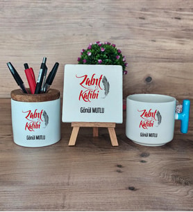 Zabıt Katibi Hediye Sepeti Kupa Bardak T Kulplu, Kalemlik ve Dekoratif Taş Zabıt Katibine Hediye (Model 3)