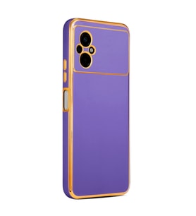 Xiaomi Poco M5 Kılıf Kenarları Gold Kamera Korumalı Renkli Pastel Silikon Siyah BARK (Mor)