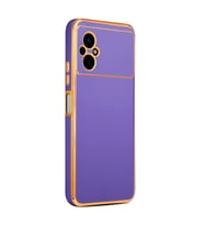 Xiaomi Poco M5 Kılıf Kenarları Gold Kamera Korumalı Renkli Pastel Silikon Siyah BARK (Mor)