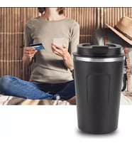 TERMOS BARDAK MUG 380 ML ( SIRDIRMAZ KAPAK , EL YAKMAZ ) (Siyah)