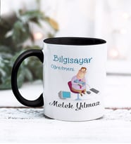 Bilgisayar Öğretmeni Tasarımlı Kişiye Özel Kupa Bardak (Siyah)