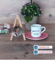 Hekim Türk Kahvesi Fincanı Ahşap Altlıklı ve Fotoğraflı Ahşap Anahtarlık Hediye (Model 6)