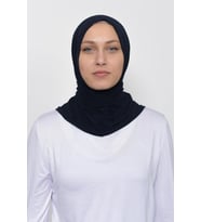 Çıtçıtlı Hazır Eşarp Hijap (Lacivert)