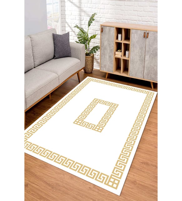 Dijital Kaymaz Taban Yıkanabilir Renkli Salon Halısı Mutfak Halısı Yolluk ND-SD-642 (Gold)