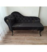 Dekoratif Bihter Koltuk Josefin Puf 130 cm Siyah Ayak (Siyah)