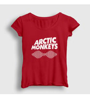 Presmono Kadın Sarı Cover Arctic Monkeys T-Shirt 12909tt (Kırmızı)