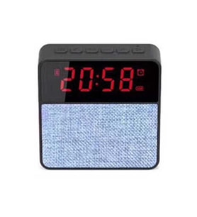 T1 Bluetooth Speaker Hoparlör Masaüstü Saat SD Kart USB Aux (Mavi)