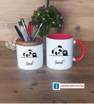 Sevimli Panda Kalemlik, Kupa Bardak T Kişiye Özel Hediye (Model 5)