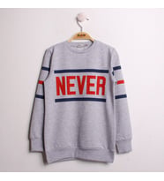 Toontoy Kız Çocuk Sweatshirt Never Baskı ( Gri-Melanj)