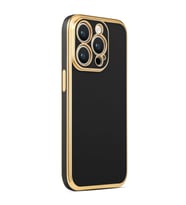 Apple iPhone 14 Pro Max Kılıf Bark Kenarları Altın Renk Kılıf (Siyah)