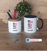 Halaya Hediye Kalemlik, Kupa Bardak T Kişiye Özel Hediye (Model 12)