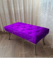 Kapitoneli Ayak Ucu Kapı Önü Antre Bench Puf Gümüş Ayak (90*45) (Lila)