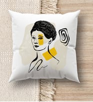 BK Gift Modern Art Tasarımlı Beyaz Kırlent Yastık, Ev Hediyesi, Ev Dekorasyonu, Dekoratif Hediye (Model 19)