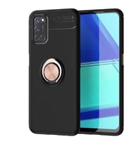 Oppo Reno A52 Kılıf Yüzüklü Magnetli Ravel Case (Siyah-Rose Gold)