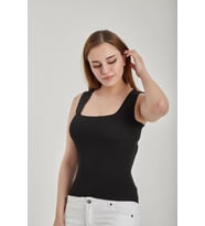Modatalika Kadın Kare Yaka Crop Triko Bluz