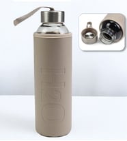 Deri Kılıflı 500Ml Cam Matara (Bej)